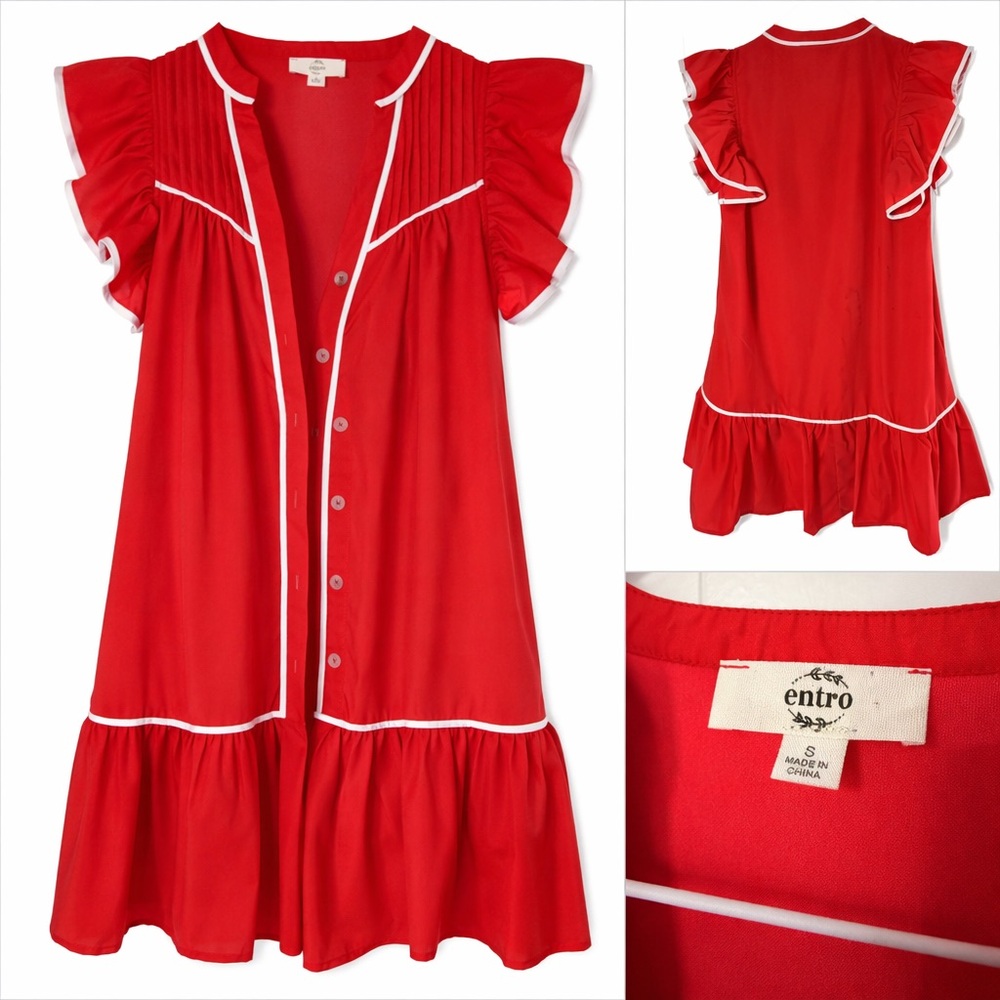 Entro Scarlet Flutter Sleeve Dress